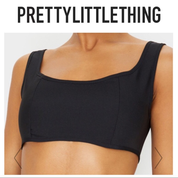 PRETTY LITTLE THING BLACK ZIP BACK CROP TOP NWT SIZE 2 - Picture 2 of 13